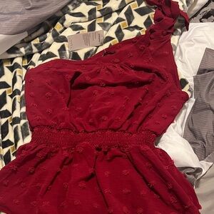 Elegant Red One-Shoulder Top